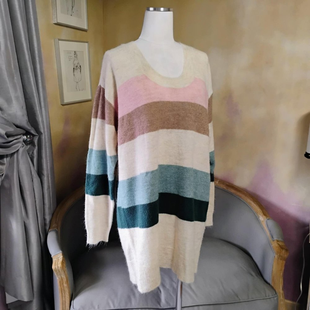 NWOT "Neapolitan" striped pullover sweater, size XL!